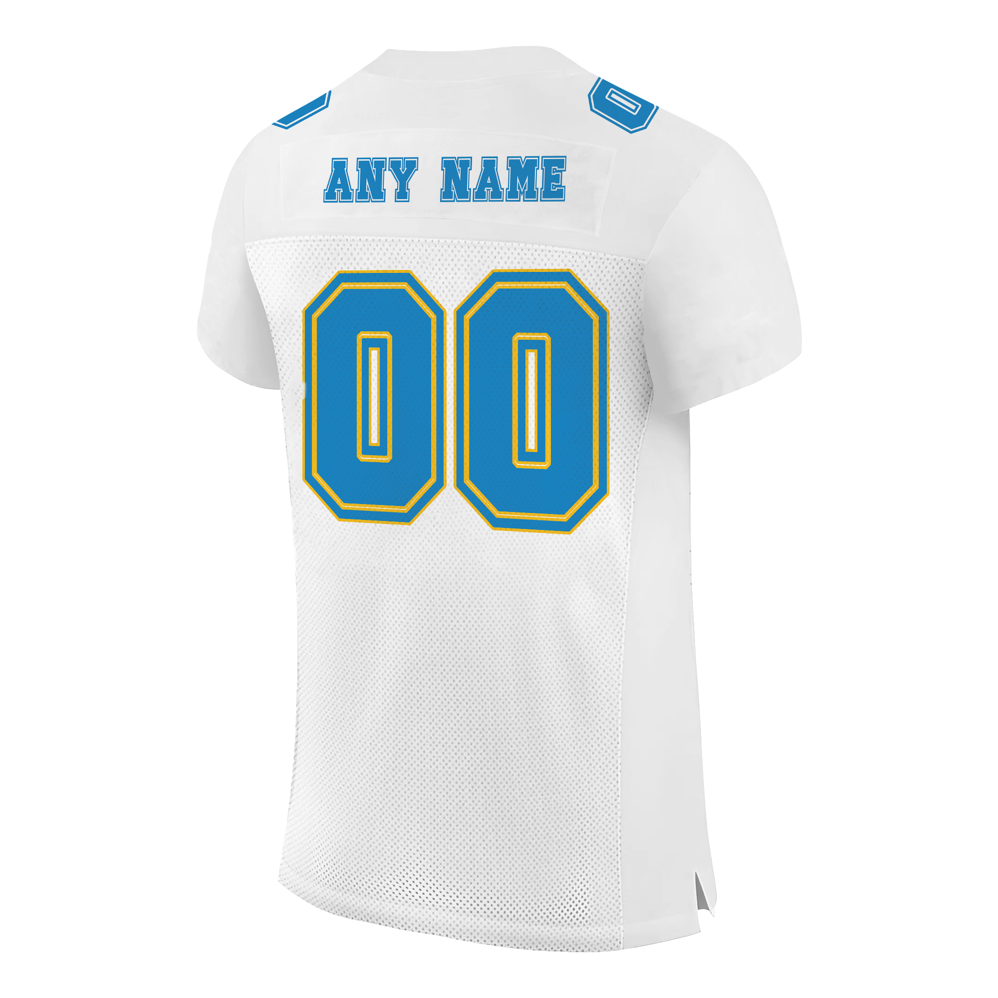 Custom White Blue-Gold Mesh Authentic Football Jersey