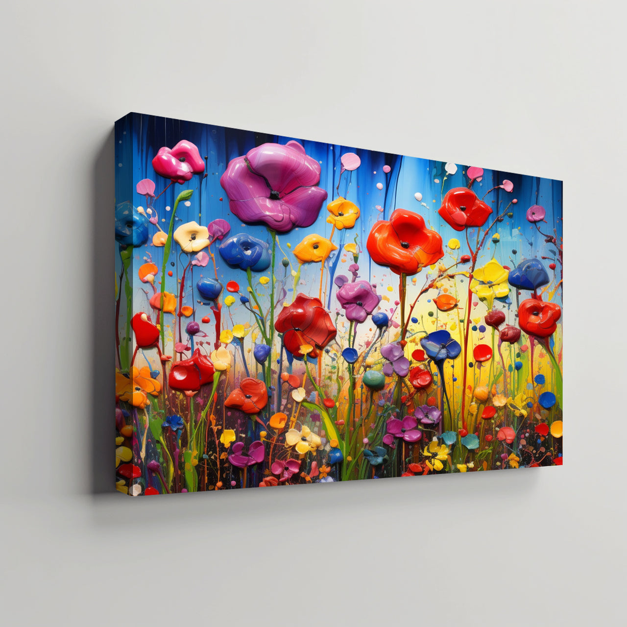 Wildflowers on Canvas, Colorful Wildflower Field Art Print 04, Minimalist Flower Wall Art, Abstract Wall Art, Watercolor flowers, Floral Print, Classic, Rustic Farmhouse, Wildflower Home Decor, Flower Painting Canvas, Floral Wall Art