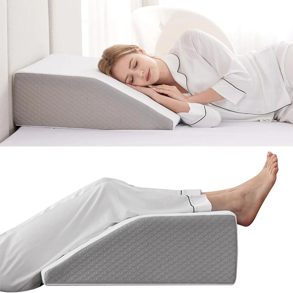 Memory Foam Leg Wedge Pillow – 8 Inch Elevation Support Cushion for Rest and Side Sleeping