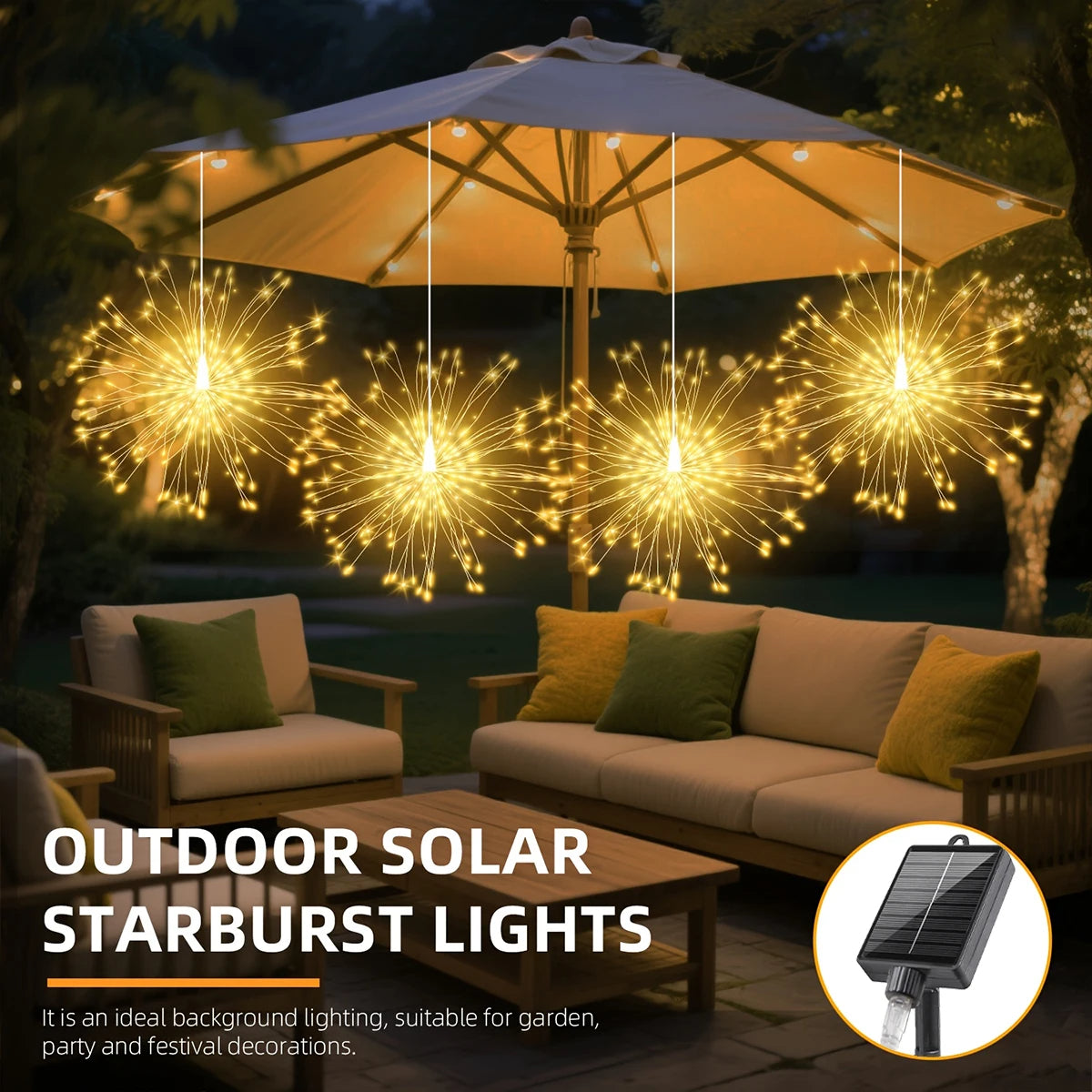 4/5PCS Solar Hanging Firework Lights | Outdoor Waterproof Fairy Lights with 8 Modes for Garden, Patio, Wedding, Party, Christmas Decoration