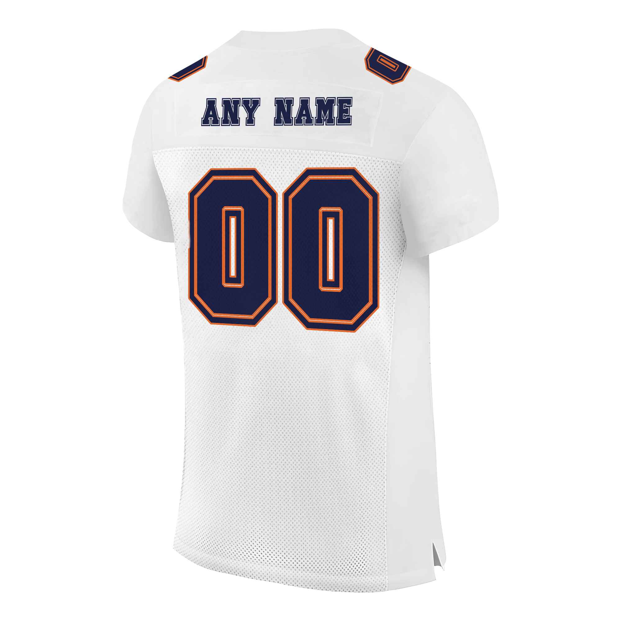 Custom White Navy-Orange Mesh Authentic Football Jersey