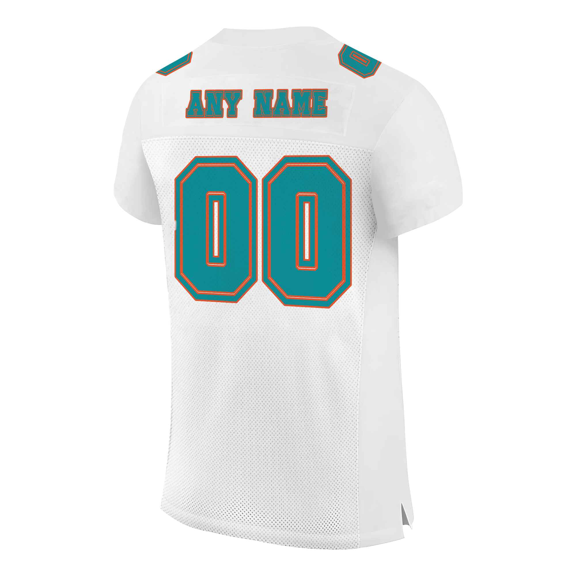 Custom White Aqua-Orange Mesh Authentic Football Jersey