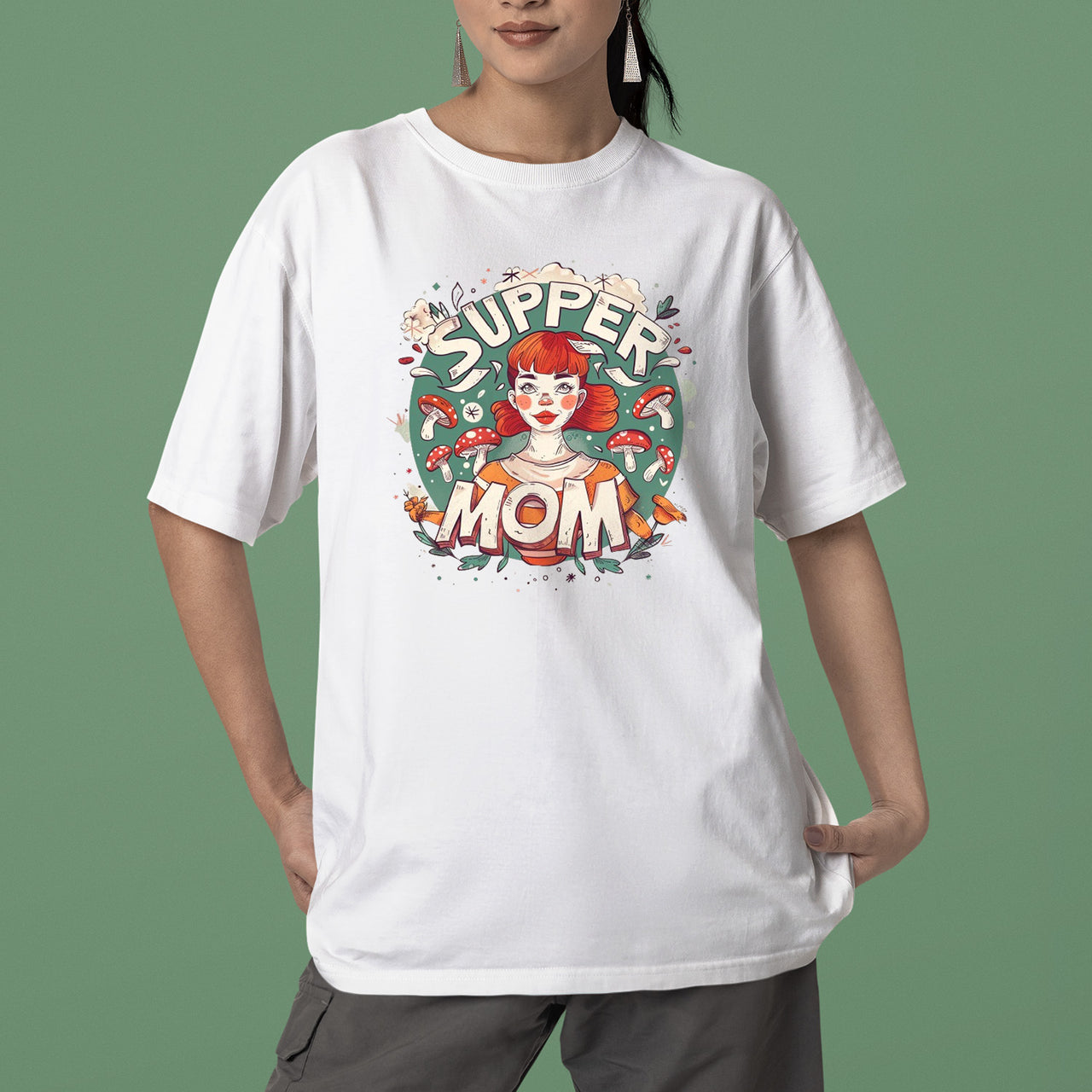 Supper Mom Mushroom T-Shirt, Cute Supper Mom Mushroom Sweatshirt, Retro Mama Mushroom Shirt, Celebrate Mom, Mama Shirt, Mom Shirt, Mother's Day Gift