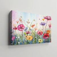 Thumbnail for Wildflowers on Canvas, Flowers in Rain 03, Minimalist Flower Wall Art, Abstract Wall Art, Watercolor flowers, Floral Print, Classic, Rustic Farmhouse, Wildflower Home Decor, Flower Painting Canvas, Floral Wall Art