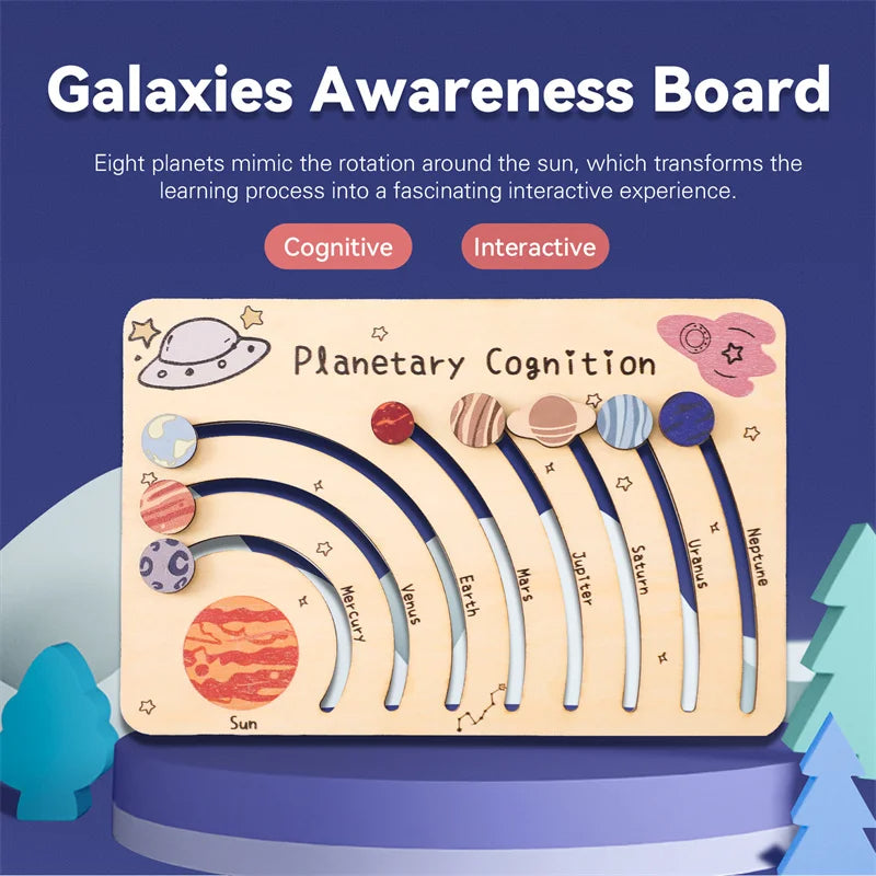 Set 2 Planet Puzzle, Preschool Learning Space-themed Busy Board for Toddler, Solar System Model Educational Puzzle, Birthday Gift for 2 Years Old, Toddler gift, Kids Christmas gift C162