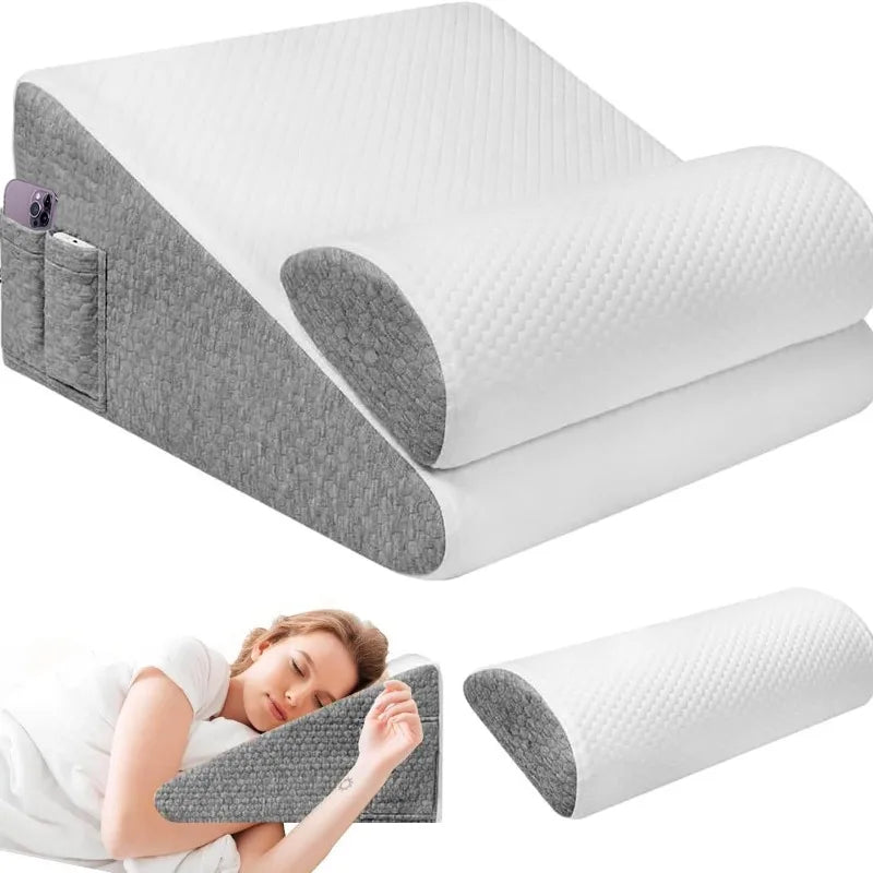 Thickened Wedge Pillow for Sleeping – 30° Triangle Elevated Support Pillow with Air Layer Foam
