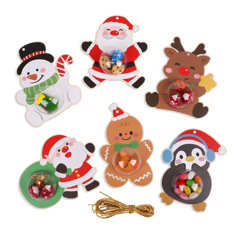 12/24Pcs Christmas Candy & Chocolate Holder Cards – Xmas Tree Hanging Pendants for Holiday Party & Kids Gifts