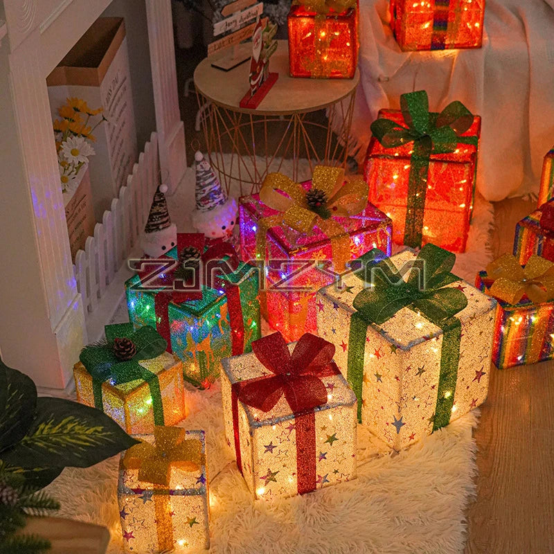 Christmas Glowing Gift Box – LED Ornament Lights for Outdoor & Indoor Holiday Decor