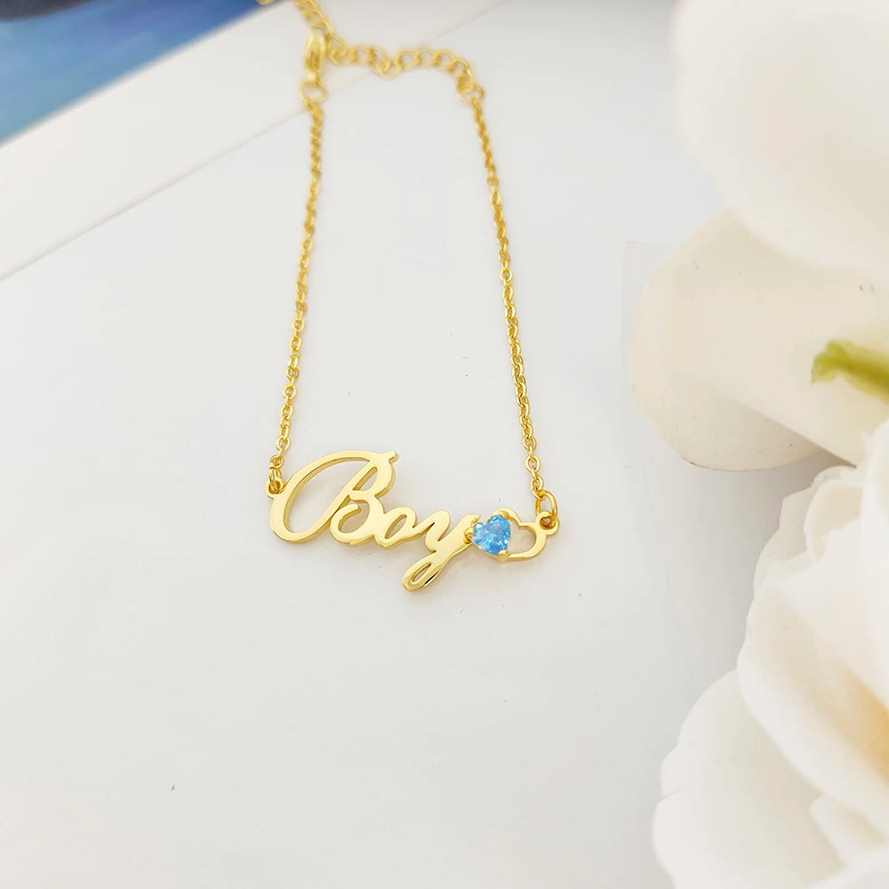 Personalized Birthstone Bracelet, Custom Birthstone Name Bracelet ,Dainty Name Bracelet, Birthstone Jewelry, Gifts for Her, Personalized Gift (A02)