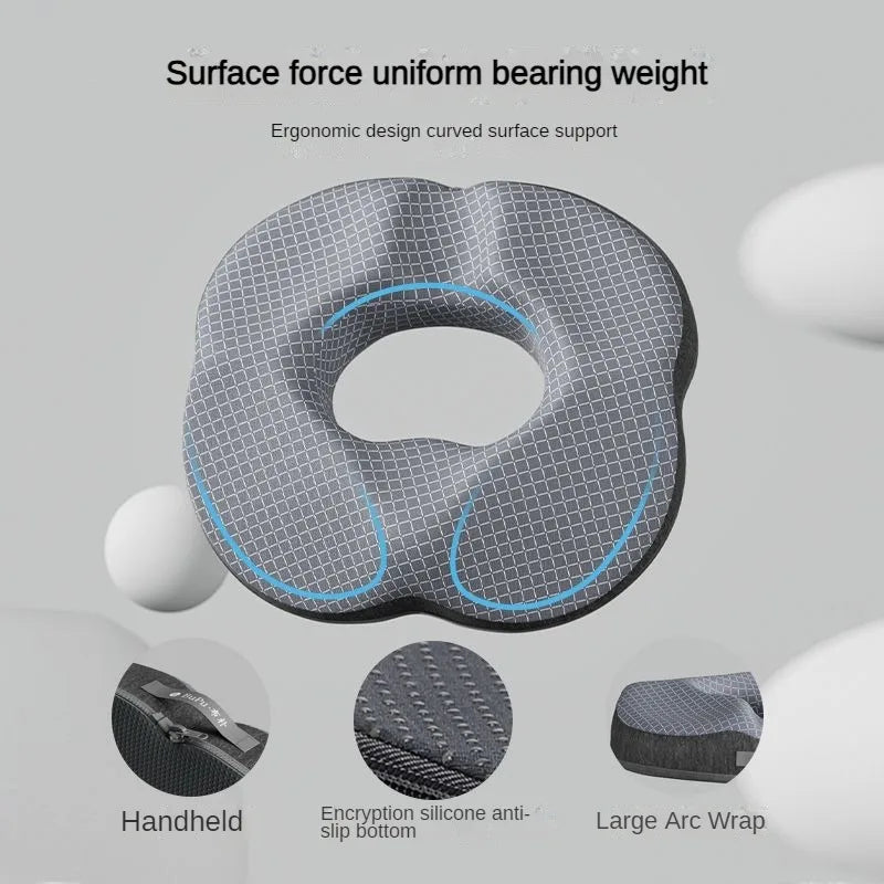 Memory Foam Donut Seat Cushion – Ergonomic Sitting Support Pillow for Office and Home Chairs