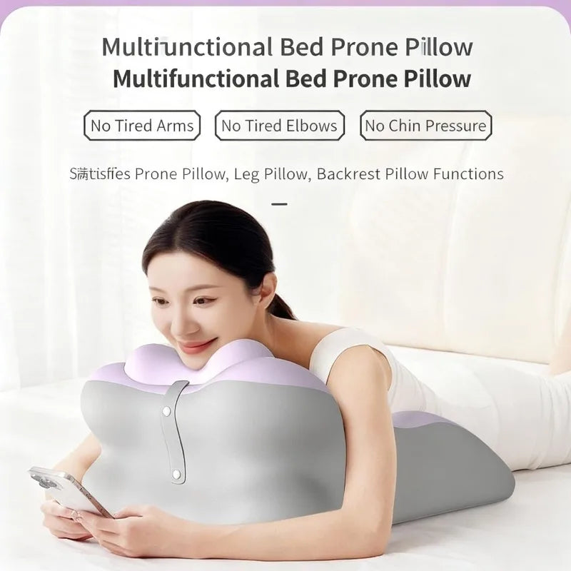 Multi-Position Prone Pillow – Ergonomic Sleep Cushion and Back Support Wedge for Bed Use