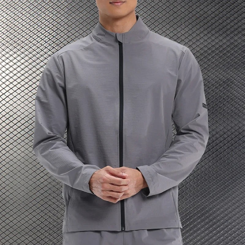 Men's Lightweight Outdoor Sports Jacket – Stand Collar Windproof Running & Hiking Coat