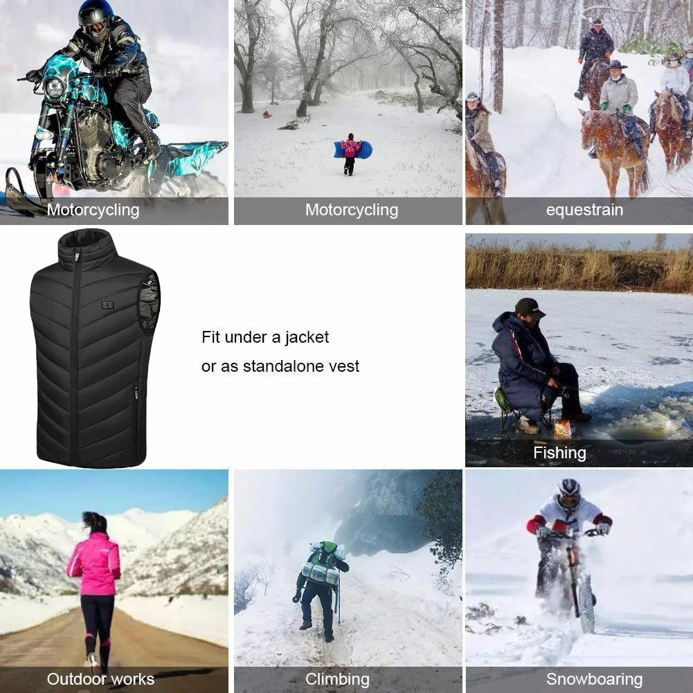USB Heated Winter Vest – Multi-Zone Self-Heating Sleeveless Jacket for Men, Ideal for Hunting and Outdoor Wear C13