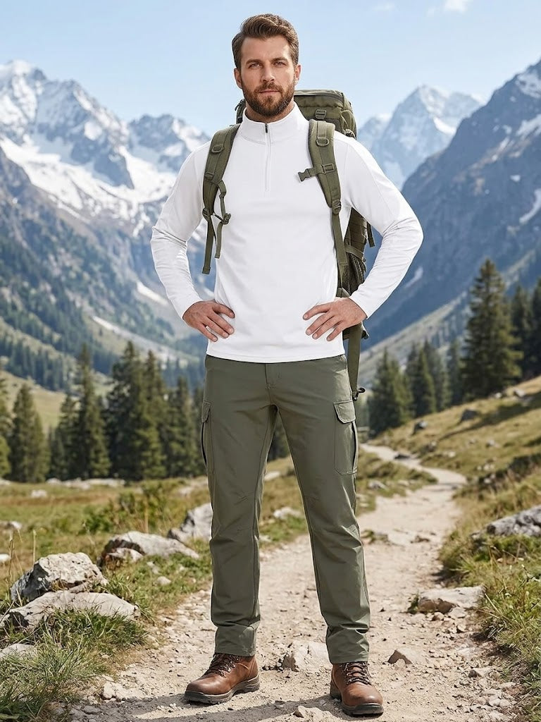 Men's UV Protection Half-Zip Long Sleeve Shirt – Quick-Dry Breathable Outdoor Performance Top
