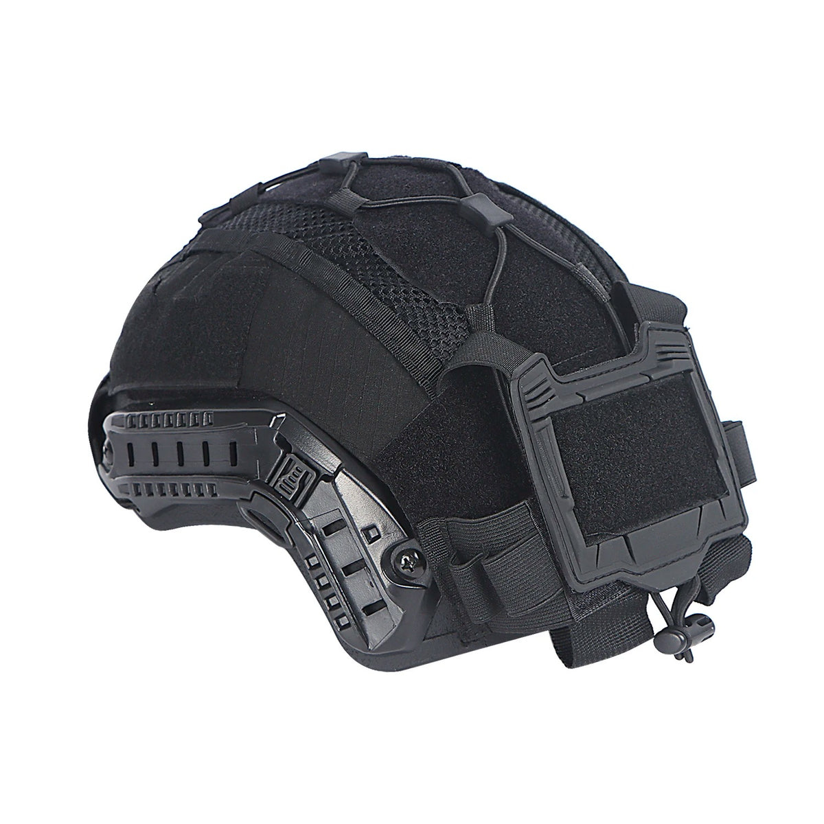 Tactical Helmet Cover Set with NVG Battery Pouch – Hybrid Mesh Cover for Maritime & FAST-Style Helmets