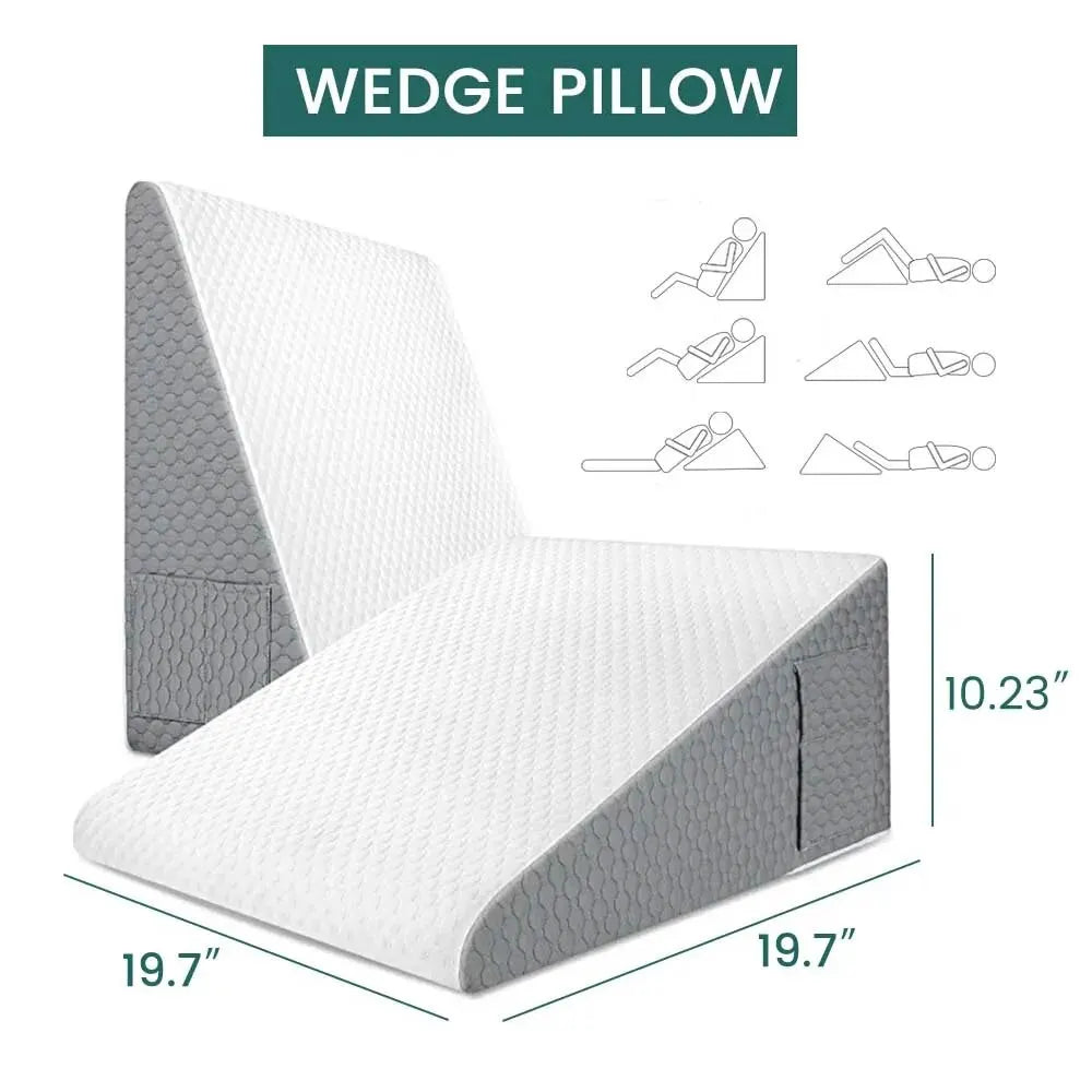 Wedge Pillow for Sleeping – Triangle Elevated Support Pillow with Air Layer Foam for Bed, Dorm, or Office