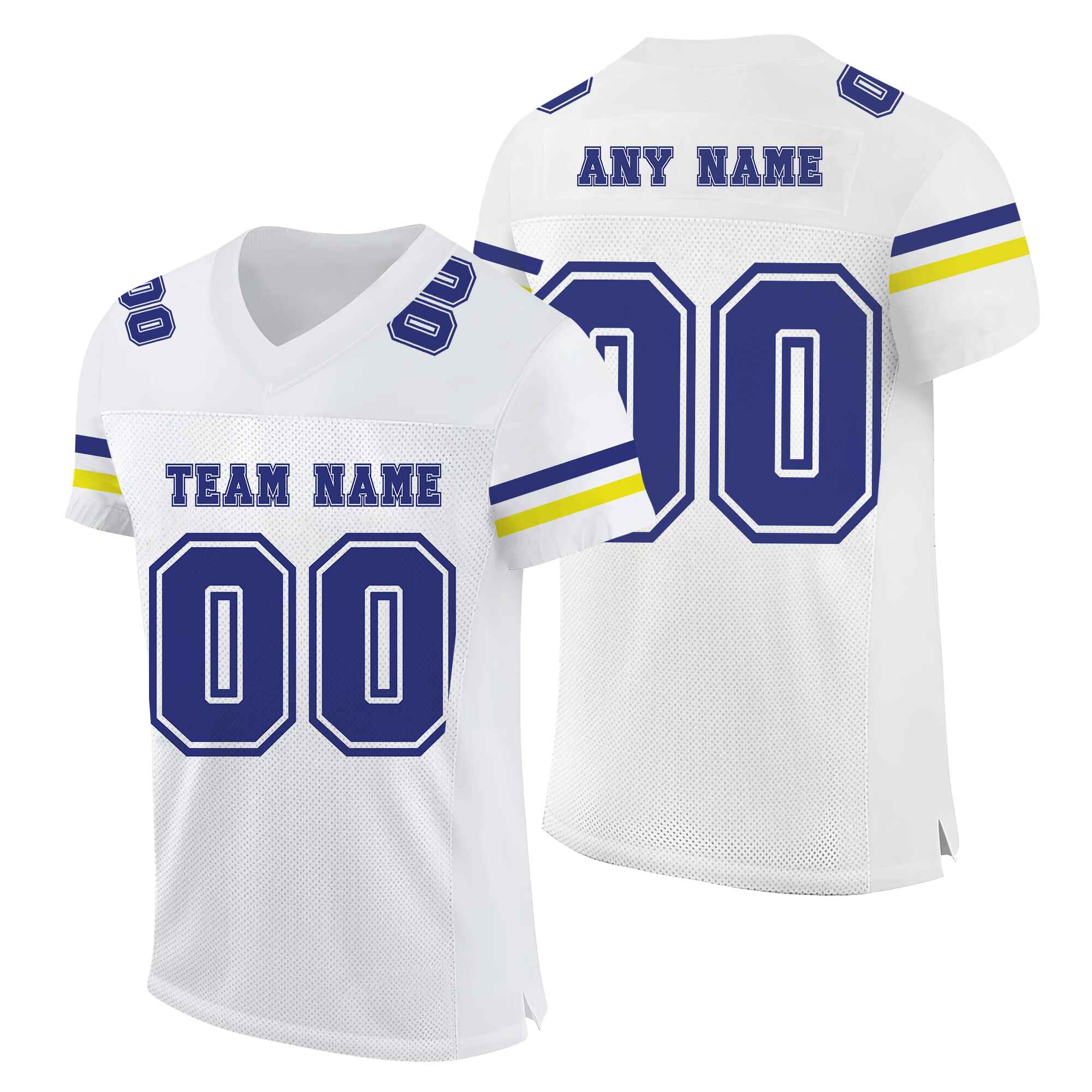 Custom White Royal-Gold Mesh Authentic Football Jersey