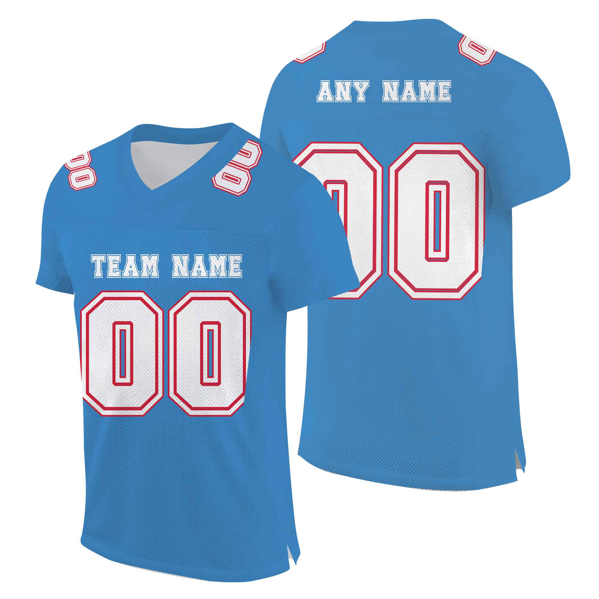 Custom Blue White-Red Mesh Authentic Football Jersey