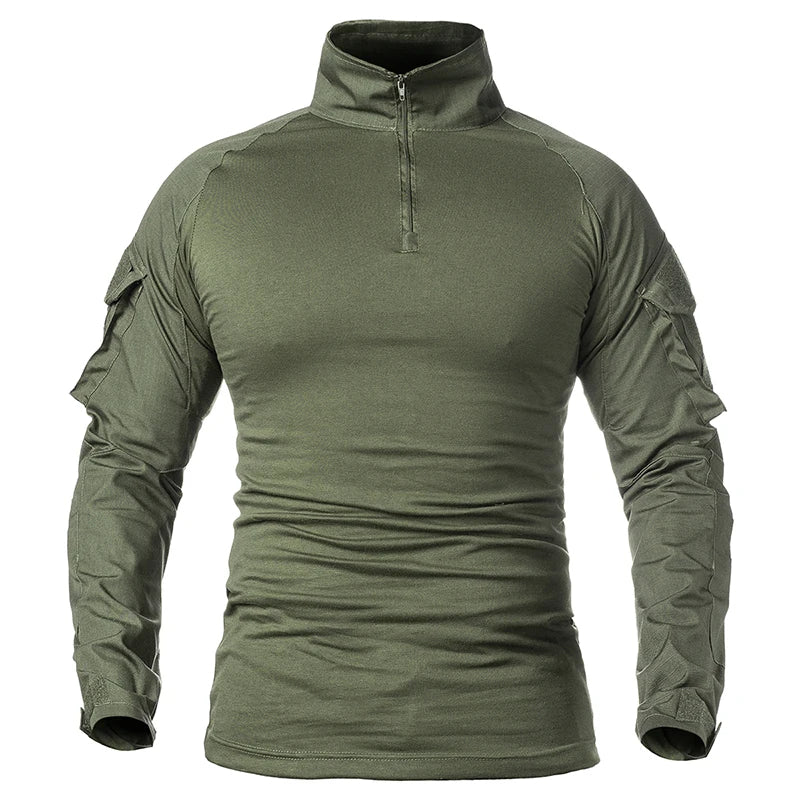Men’s 1/4 Zip Tactical Shirt – Breathable Long Sleeve Ripstop Outdoor Combat Style Top