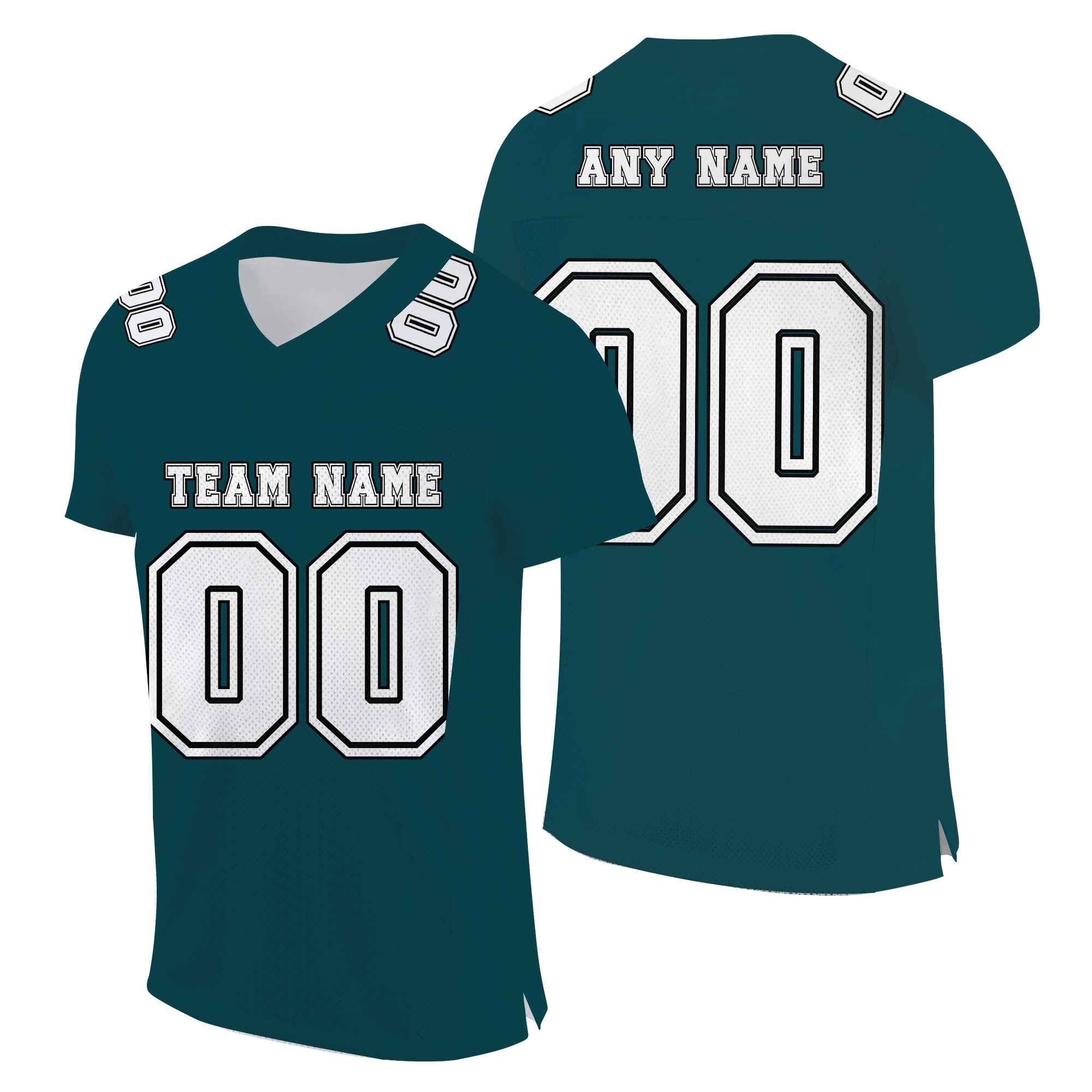 Custom Midnight Green White-Black Mesh Authentic Football Jersey