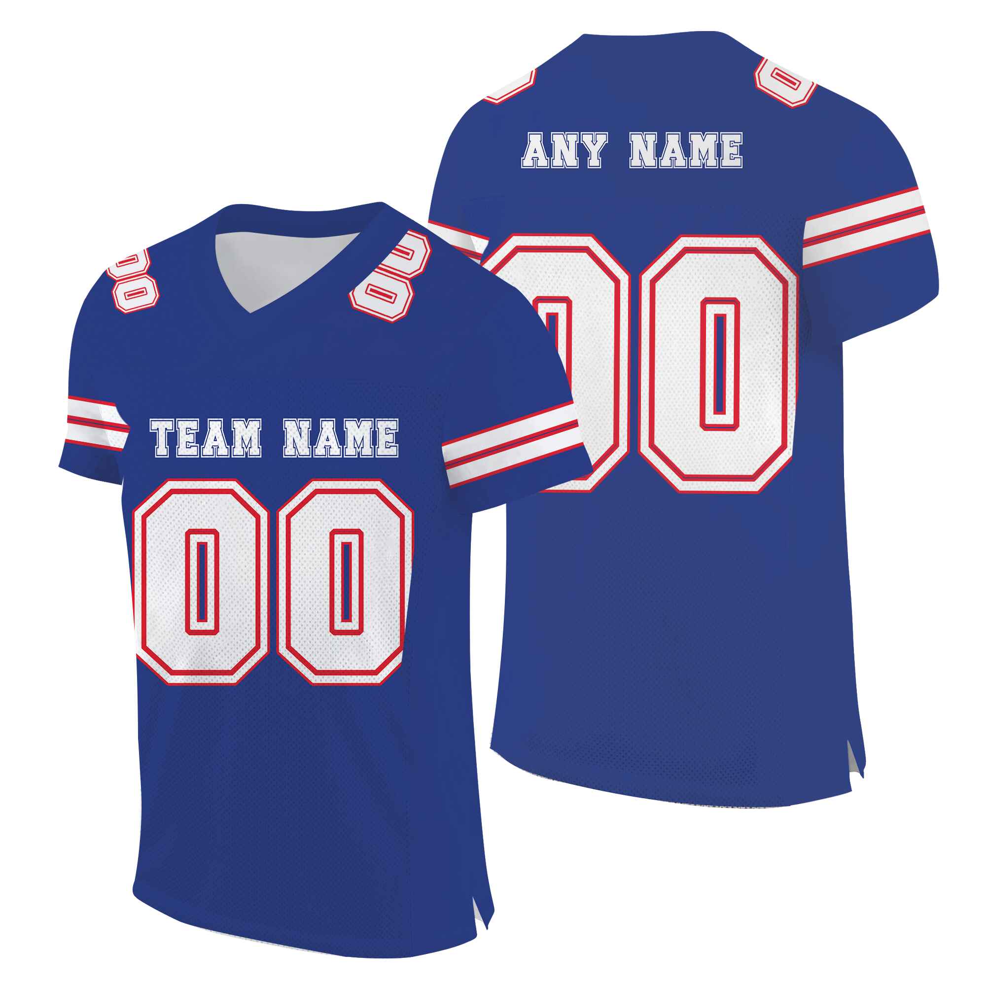 Custom Royal White-Red Mesh Authentic Football Jersey