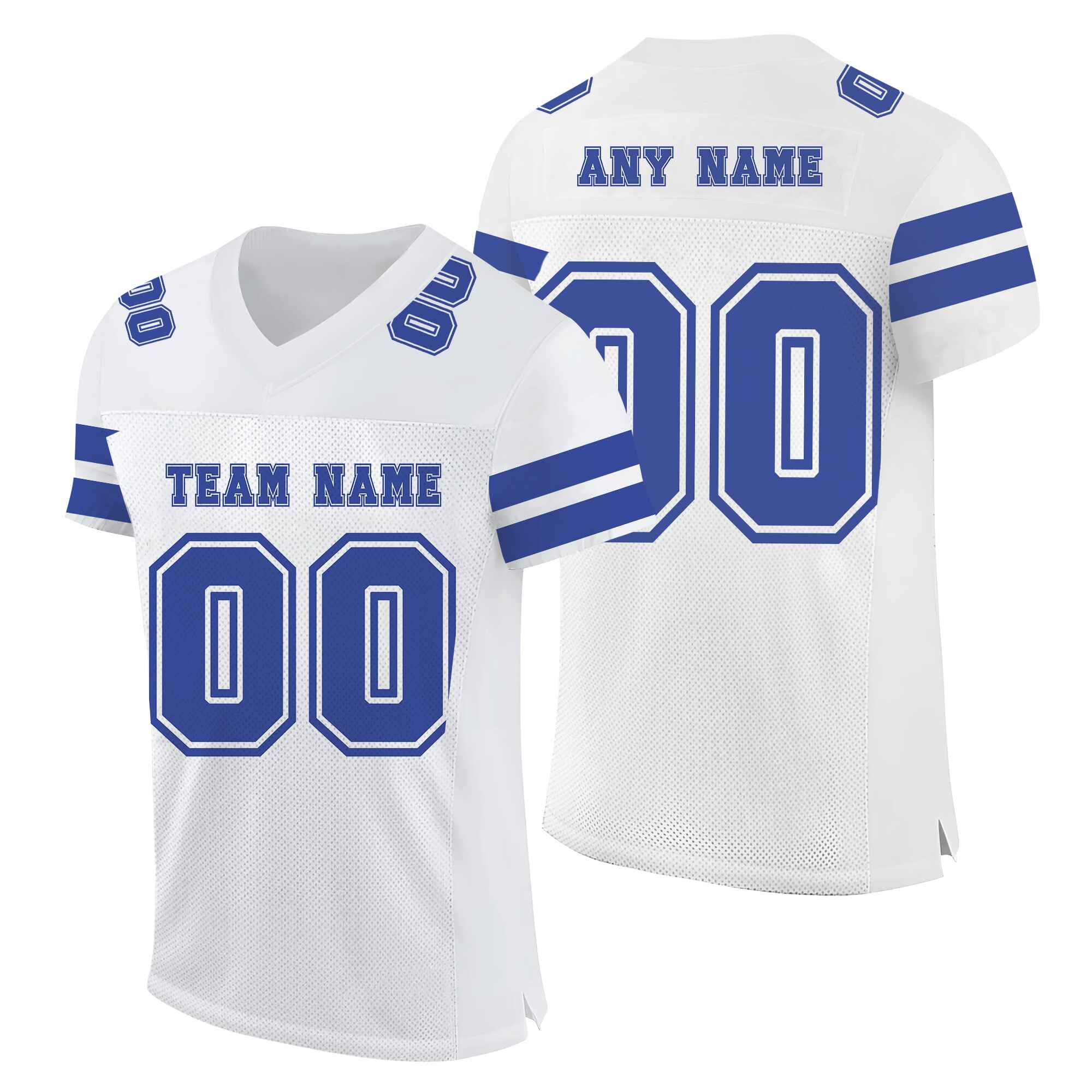 Custom White Blue-White Mesh Authentic Football Jersey