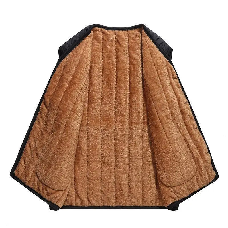 Outdoor Men’s Fleece Vest – Thick Sleeveless Jacket, Stripe Design, Warm Autumn Winter Waistcoat C15