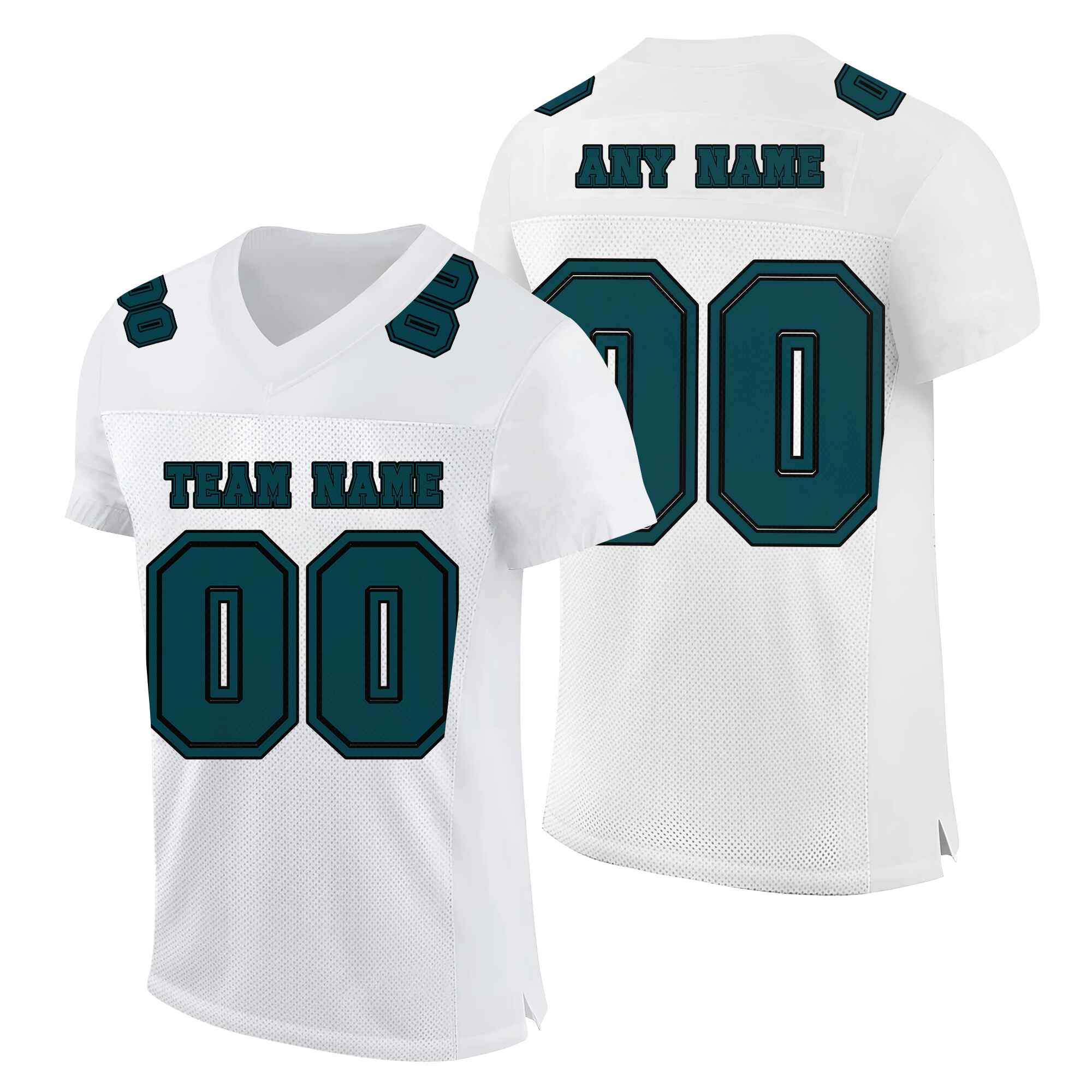 Custom White Green-Black Mesh Authentic Football Jersey