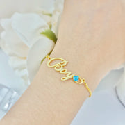 Personalized Birthstone Bracelet, Custom Birthstone Name Bracelet ,Dainty Name Bracelet, Birthstone Jewelry, Gifts for Her, Personalized Gift (A02)