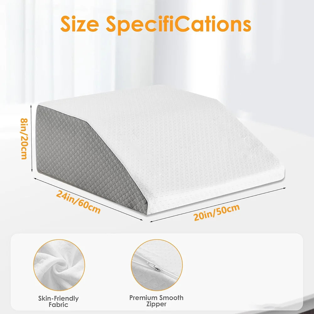 Memory Foam Leg Wedge Pillow – 8 Inch Elevation Support Cushion for Rest and Side Sleeping