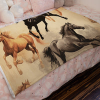 Thumbnail for Vintage Horse Equestrian Ephemera Velveteen Plush Blanket Gift for Horse lover, Farm House Decor, Equine Art, Antique Horse Decor, Equestrian Gifts 06