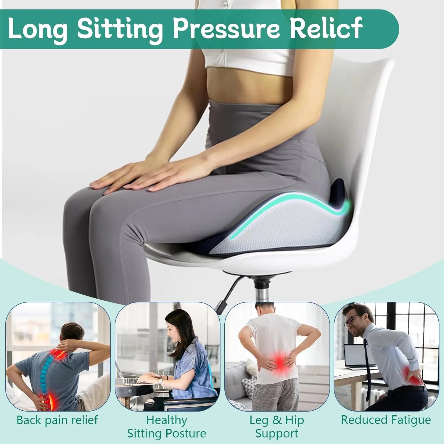 Memory Foam Seat Cushion – Ergonomic Adjustable Width Cushion for Office Chair and Car Seat