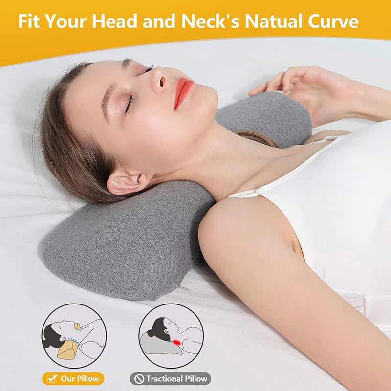Memory Foam Cervical Pillow – Ergonomic Contour Bed Pillow for Side and Back Sleeping