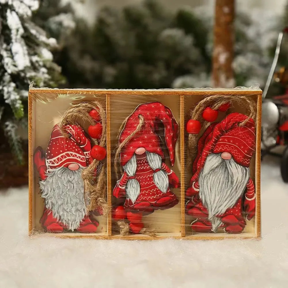 9/12pcs Christmas Gnomes Wooden Pendant – Xmas Tree Hanging Ornaments for Holiday Home Decoration & Gifts 2025