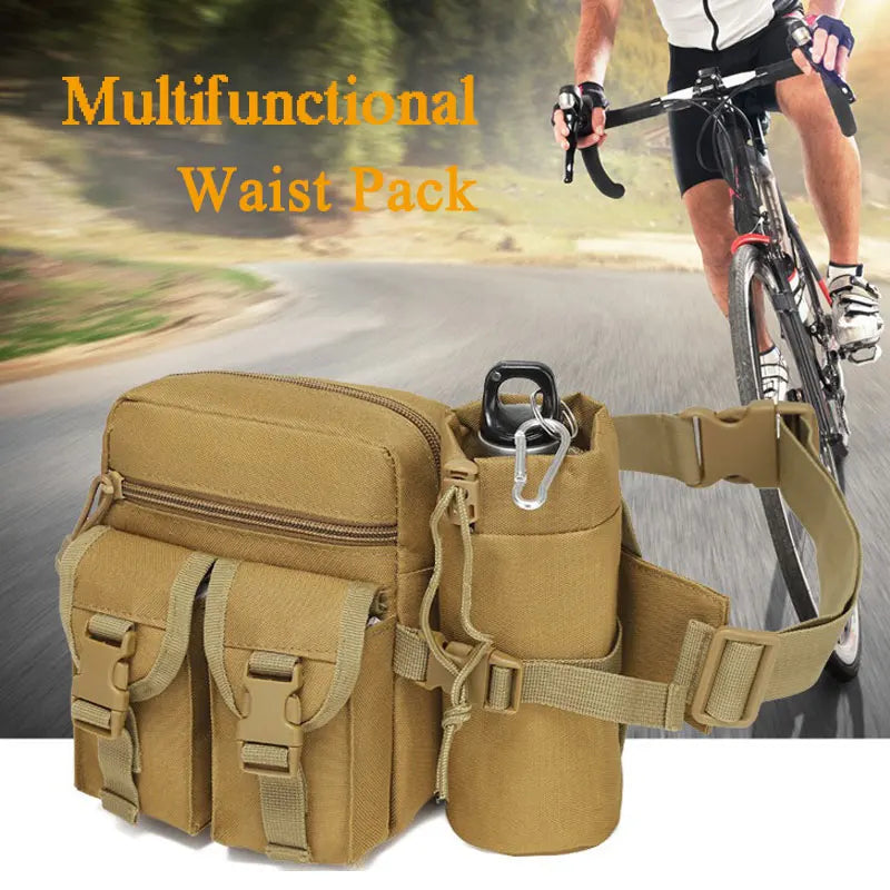 Tactical Men Waist Pack Nylon Hiking Water Bottle Phone Pouch Outdoor Sports Hunting Climbing Camping Belt Bag