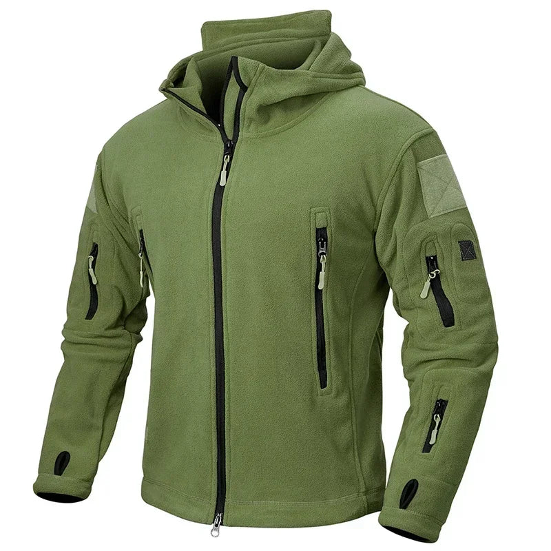 Men’s Winter Fleece Hoodie Jacket – Warm Full Zip Multi-Pocket Outdoor Coat