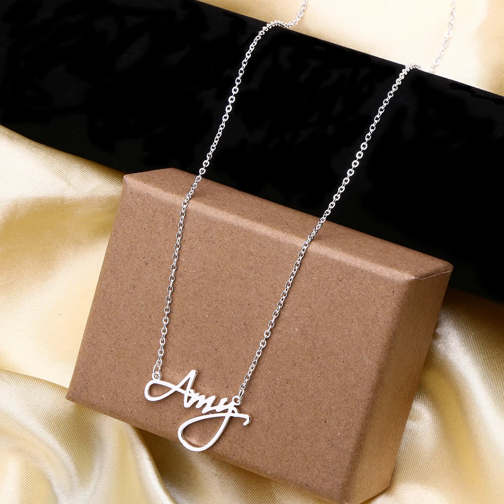 Personalized Stainless Steel Name Necklace - Rose Gold, Gold & Silver Pendant Jewelry, Custom Christmas Gift for Women