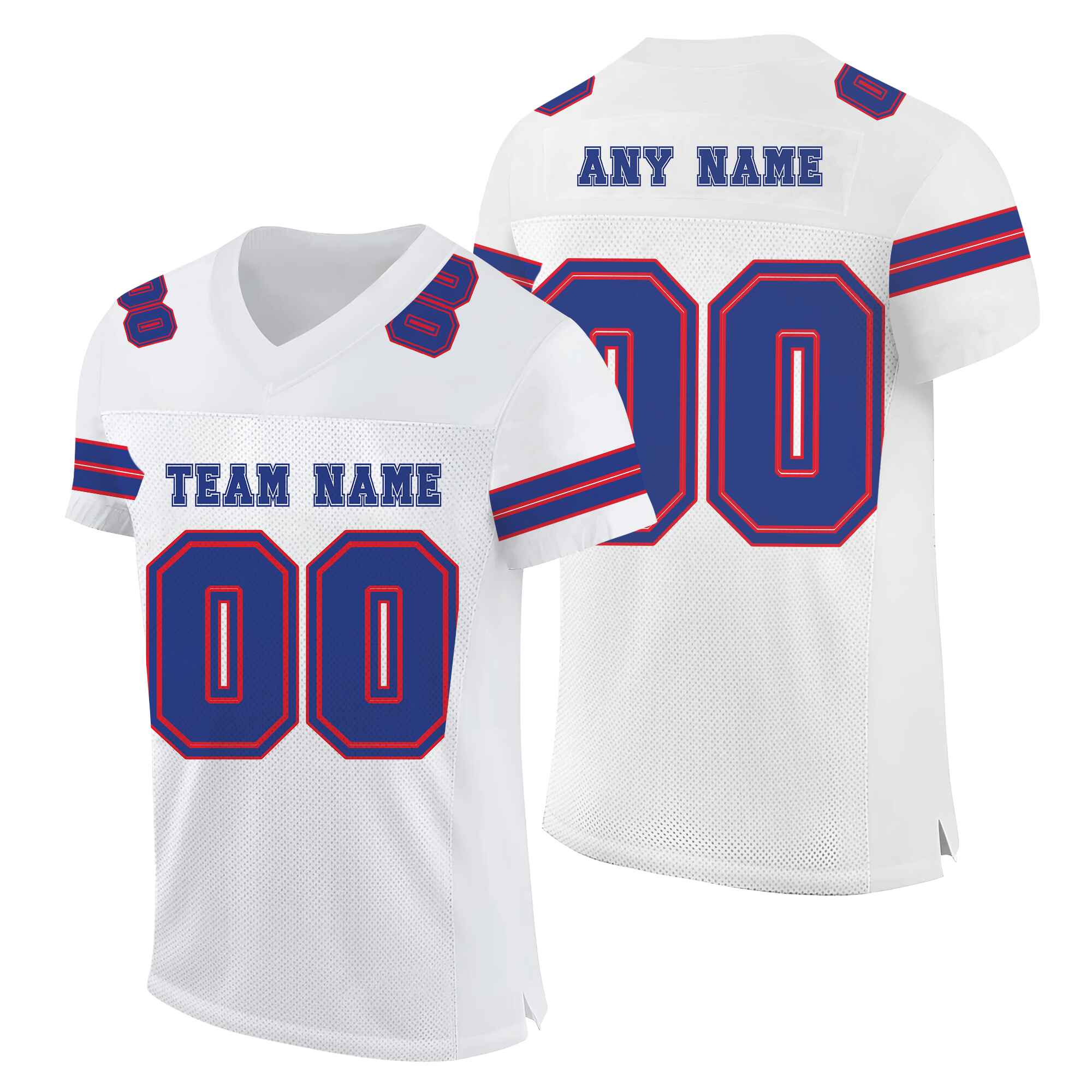 Custom White Royal-Red Mesh Authentic Football Jersey
