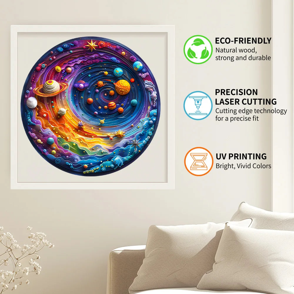 Unique A Space Wooden Jigsaw Puzzles, Planet Puzzle, Circle Jigsaw Puzzles Solar System Space Themed Puzzle Set, Wooden Jigsaw Puzzles, Wood Puzzle, DIY Crafts, Educational Toys for Adults and Kids, Perfect Gift Idea, Christmas gift Idea 185