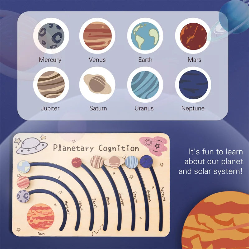 Set 2 Planet Puzzle, Preschool Learning Space-themed Busy Board for Toddler, Solar System Model Educational Puzzle, Birthday Gift for 2 Years Old, Toddler gift, Kids Christmas gift C162