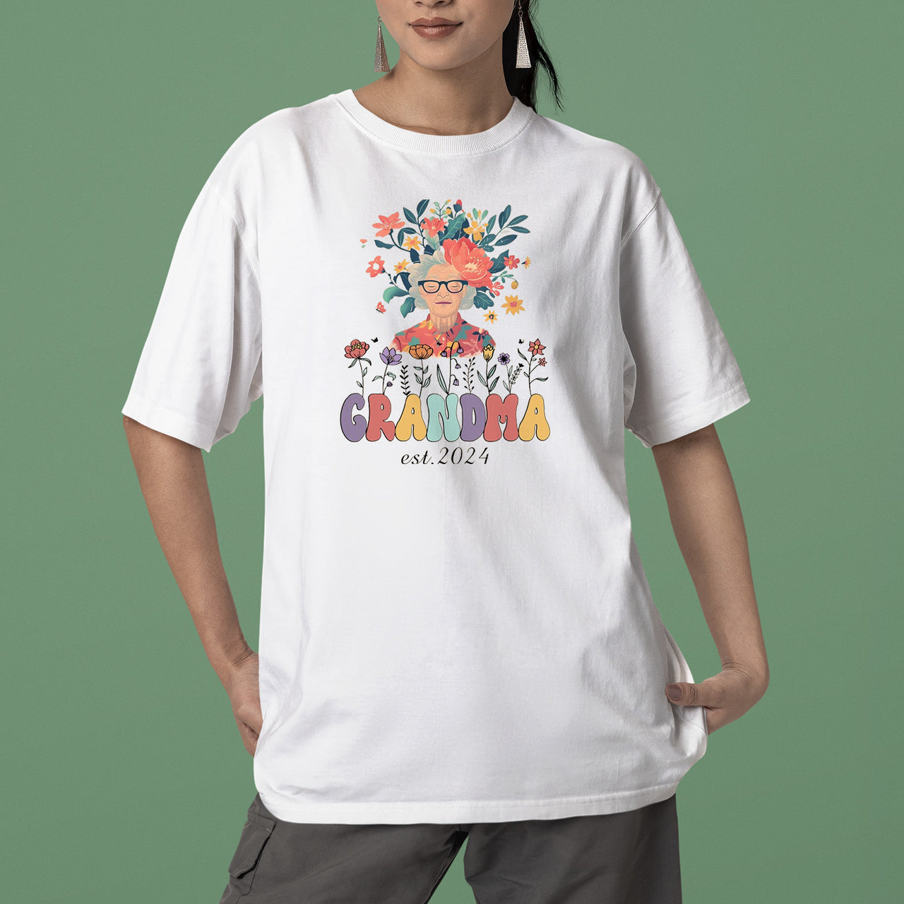 Personalized Grandma Floral Shirt, Personalized Grandma Wildflowers Sweatshirt, Grandma Est 2024, Pregnancy Announcement, Custom Nana Shirt, Grandma Gift, Mother's Day Gift