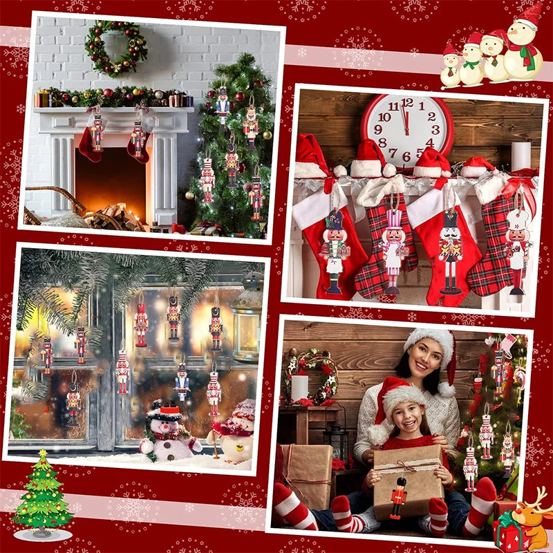 20Pcs Christmas Wooden Nutcracker Soldier Ornaments – Xmas Tree Hanging Decoration 2025 Holiday Home Decor
