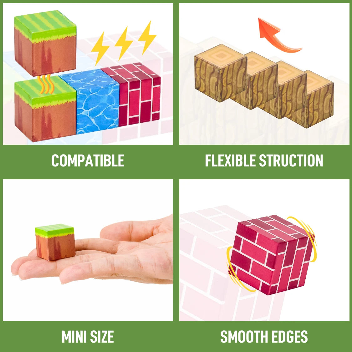 Magnetic Blocks Constructor, Sakura Island 112pcs, Wooden Constructor, Table Game, Wooden Cubes toys, Handmade Gift Idea, 3D puzzle, Kids Christmas Gift C54