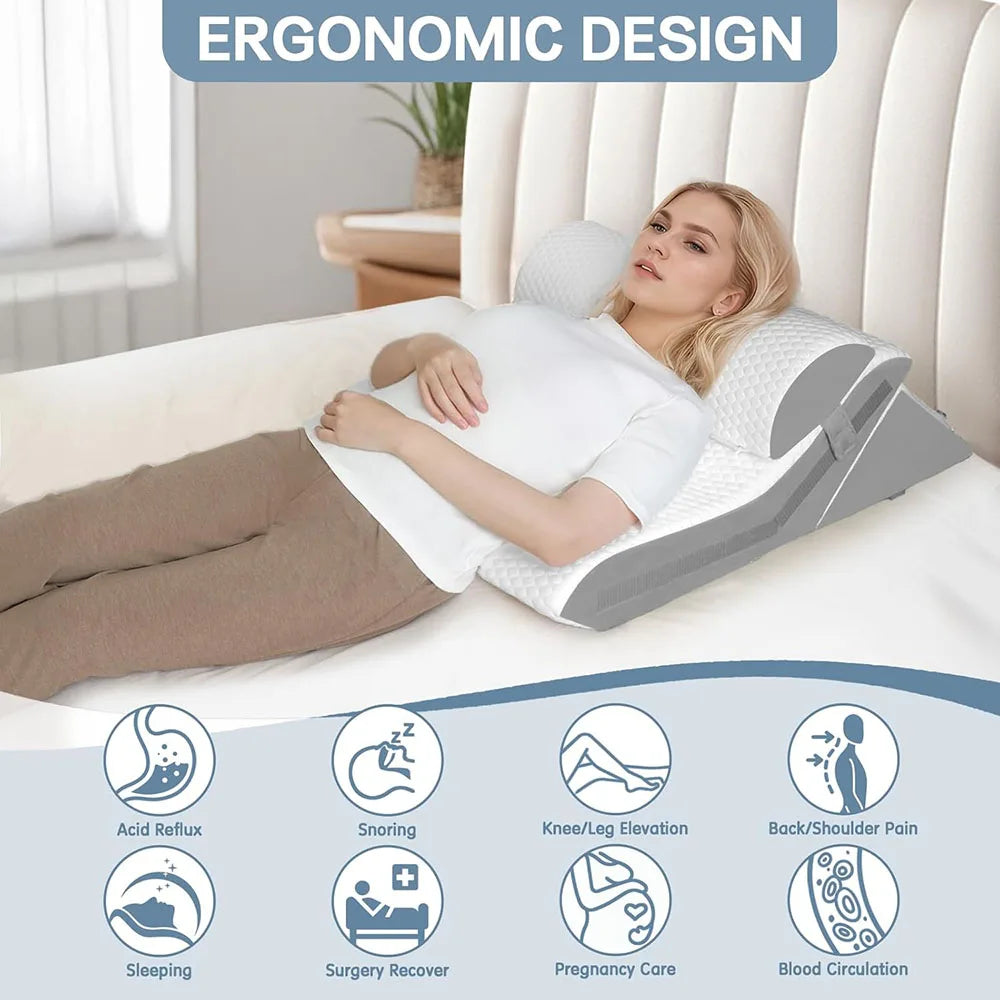 3PCS Adjustable Wedge Pillow Set – Folding Triangle Support Pillows for Sleeping, Reading, and Rest