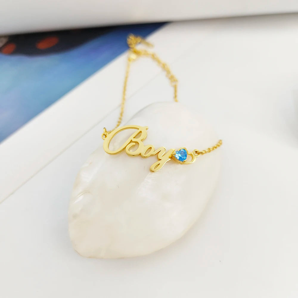 Personalized Birthstone Bracelet, Custom Birthstone Name Bracelet ,Dainty Name Bracelet, Birthstone Jewelry, Gifts for Her, Personalized Gift (A02)