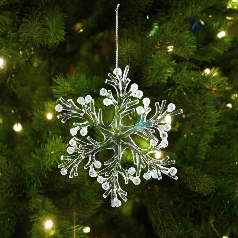 Xmas Tree Transparent Snowflake Hanging Ornaments – Acrylic Pendant Christmas Decoration for Home 2025 Navidad Gifts New Year 2026