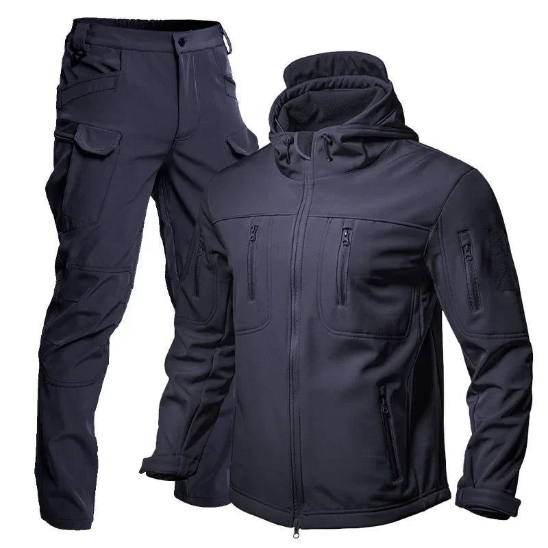Men’s Soft Shell Tactical Jacket – Waterproof Fleece Lined Outdoor Winter Warm Coat Set