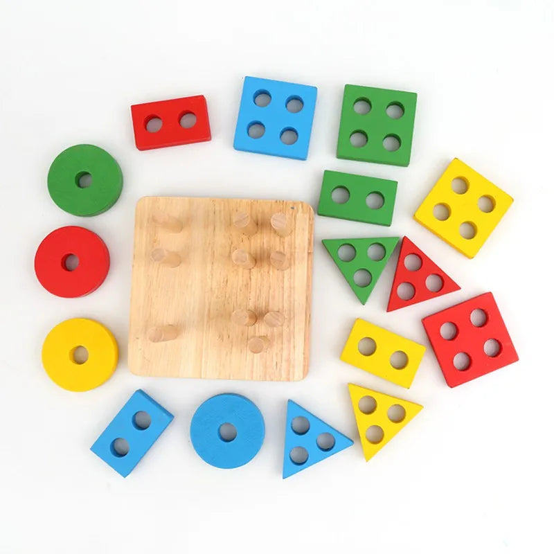 Set 2 Wooden Sorting & Stacking Toy, Handcrafted Shape Sorter Toy, Montessori Toys for 1 2 3 Years Old Toddlers, Fine Motor Skill, Educational Toy C166