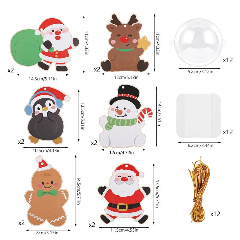 12/24Pcs Christmas Candy & Chocolate Holder Cards – Xmas Tree Hanging Pendants for Holiday Party & Kids Gifts