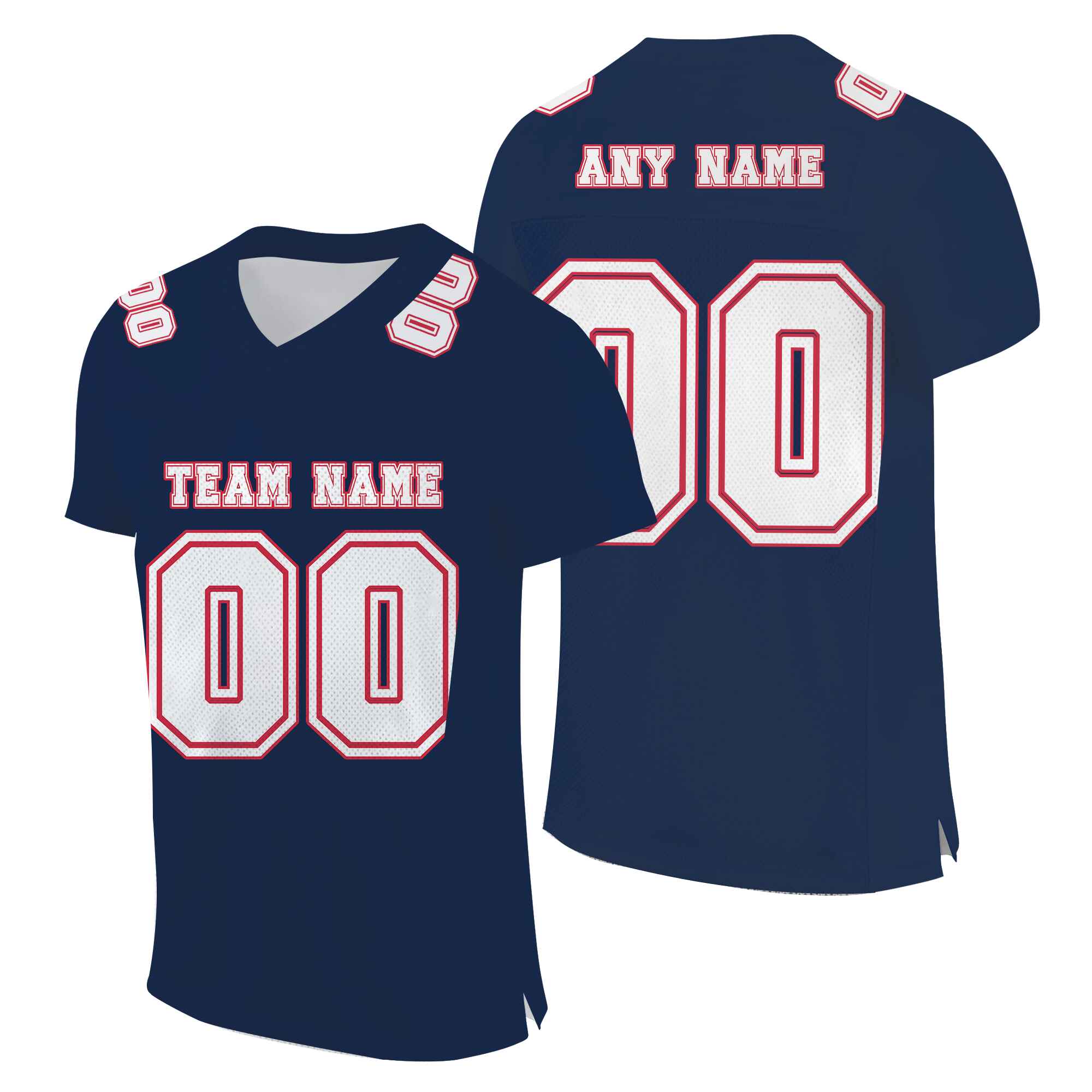 Custom Navy Red-White Mesh Authentic Football Jersey